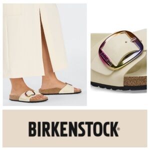 NEW!  Birkenstock Women’s Madrid Big Buckle Nubuck Leather ‘Ecru’ EU 39 Narrow